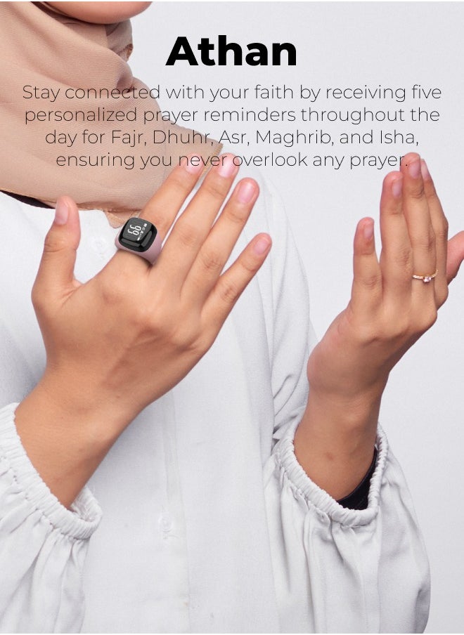 iQIBLA - UMEOX iQIBLA Smart Zikr Ring Noor Black 20MM | 5 Prayer Time Reminders | Tasbih Smart Counter | 0.69-inch large screen | iQIBLA Social Life App(Points Redemption,Sleep,Heart Rate,Steps...) | Tracks 9999 counts | iQIBLA Service - Image 1