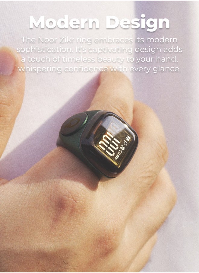 iQIBLA - UMEOX iQIBLA Smart Zikr Ring Noor Black 20MM | 5 Prayer Time Reminders | Tasbih Smart Counter | 0.69-inch large screen | iQIBLA Social Life App(Points Redemption,Sleep,Heart Rate,Steps...) | Tracks 9999 counts | iQIBLA Service - Image 1
