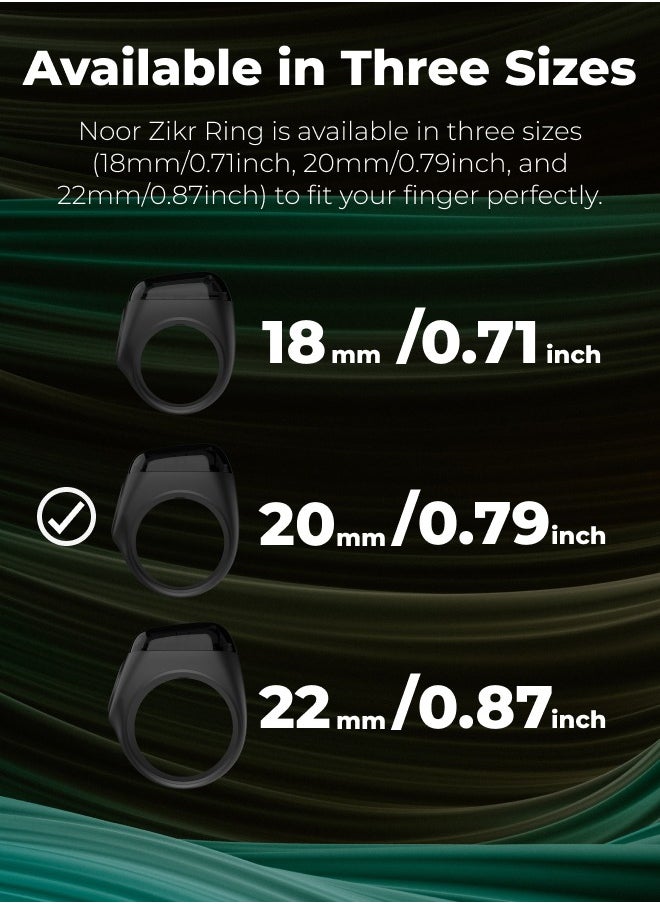 iQIBLA - UMEOX iQIBLA Smart Zikr Ring Noor Black 20MM | 5 Prayer Time Reminders | Tasbih Smart Counter | 0.69-inch large screen | iQIBLA Social Life App(Points Redemption,Sleep,Heart Rate,Steps...) | Tracks 9999 counts | iQIBLA Service - Image 1