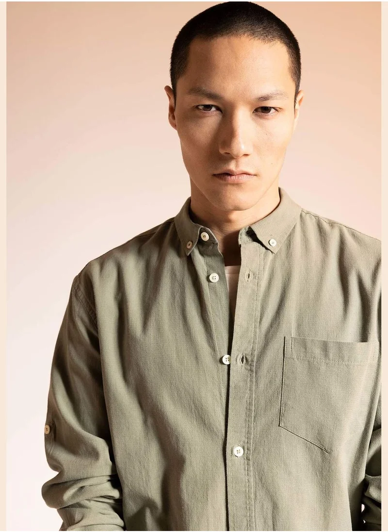 ديفاكتو Long Sleeve Slim Fit Polo Neck Shirt