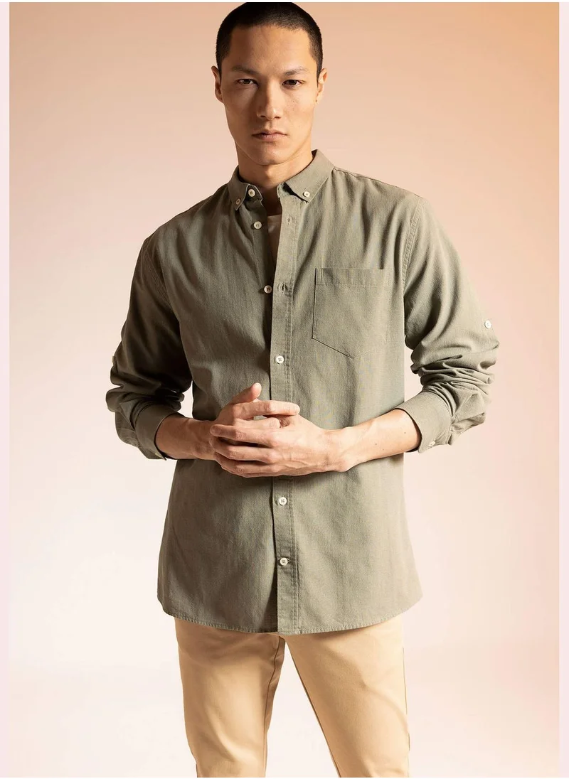 ديفاكتو Long Sleeve Slim Fit Polo Neck Shirt