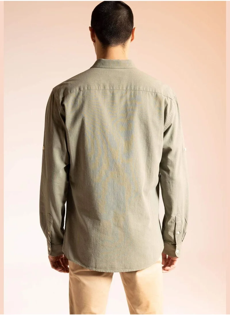 ديفاكتو Long Sleeve Slim Fit Polo Neck Shirt