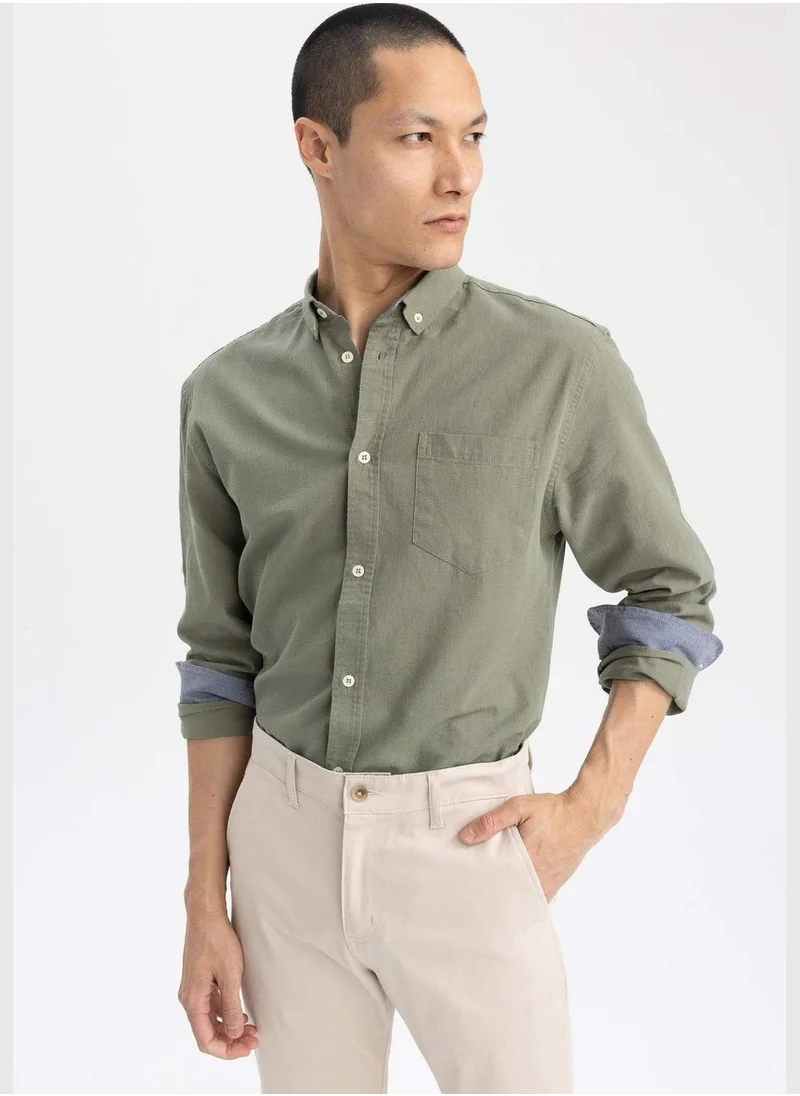 ديفاكتو Long Sleeve Slim Fit Polo Neck Shirt