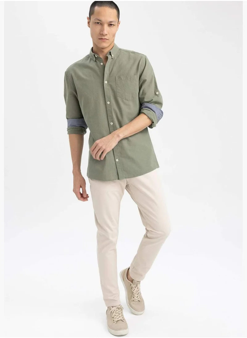 ديفاكتو Long Sleeve Slim Fit Polo Neck Shirt