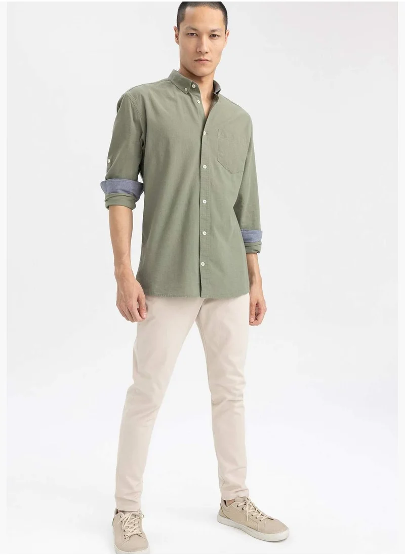 ديفاكتو Long Sleeve Slim Fit Polo Neck Shirt