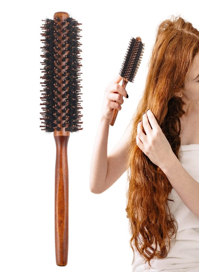 EMVANV Boar Bristle Round Brush，Natural Bristle Hair Brush Wooden Handle Styling Brush Prevents Tangles and Anti-Static for Hair Blowing, Styling, Curling, Detangling and Straightening(size:22.3x4.7cm) - Image 3