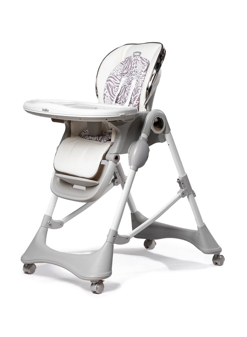Kidilo كرسي طعام عالي قابل للطي من كيديلو مع عجلات، كرسي تغذية قابل للتعديل للأطفال، كرسي عالي محمول للأطفال مع مسند ذراع، تصميم قابل للتحويل للتغذية وممارسة المشي للأطفال، مدمج وسهل التنظيف - Image 2