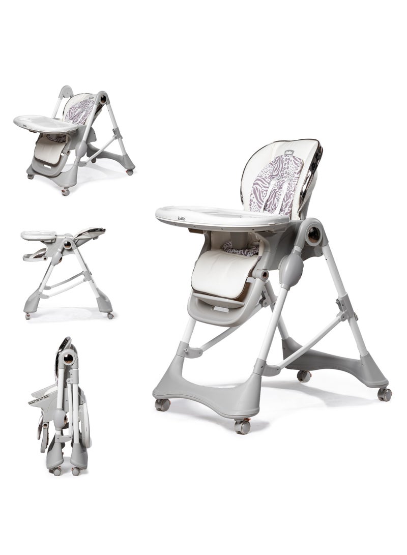 Kidilo كرسي طعام عالي قابل للطي من كيديلو مع عجلات، كرسي تغذية قابل للتعديل للأطفال، كرسي عالي محمول للأطفال مع مسند ذراع، تصميم قابل للتحويل للتغذية وممارسة المشي للأطفال، مدمج وسهل التنظيف - Image 1