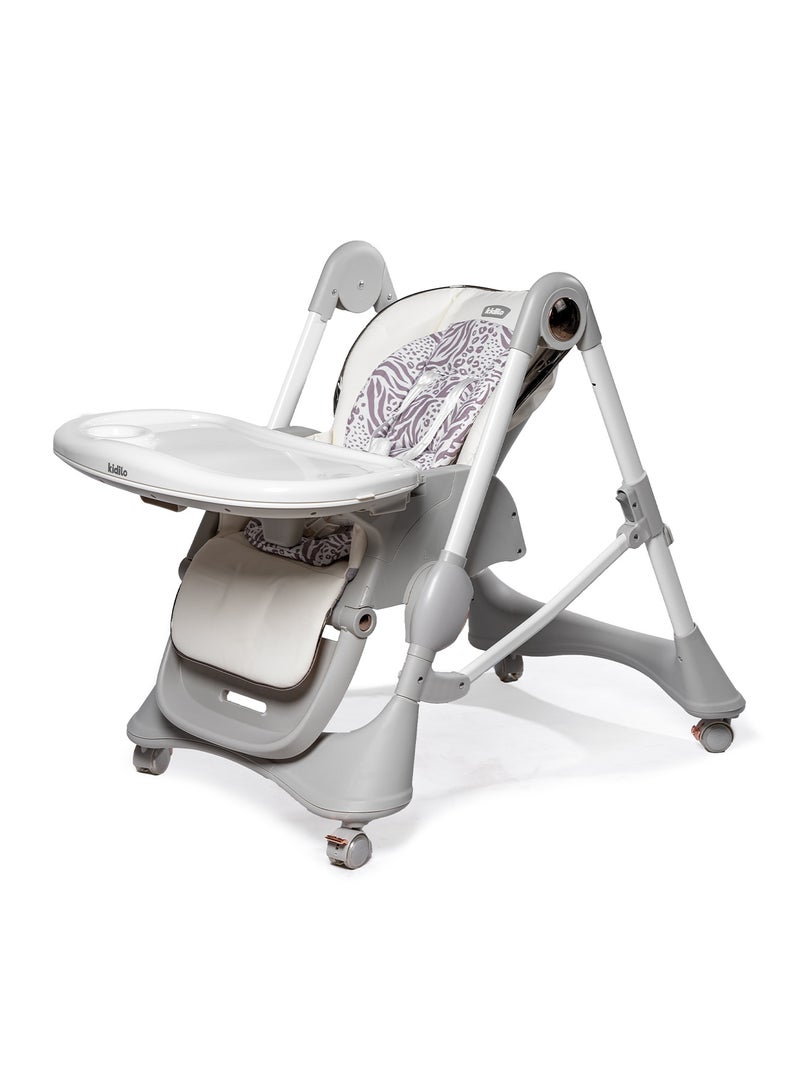 Kidilo كرسي طعام عالي قابل للطي من كيديلو مع عجلات، كرسي تغذية قابل للتعديل للأطفال، كرسي عالي محمول للأطفال مع مسند ذراع، تصميم قابل للتحويل للتغذية وممارسة المشي للأطفال، مدمج وسهل التنظيف - Image 5