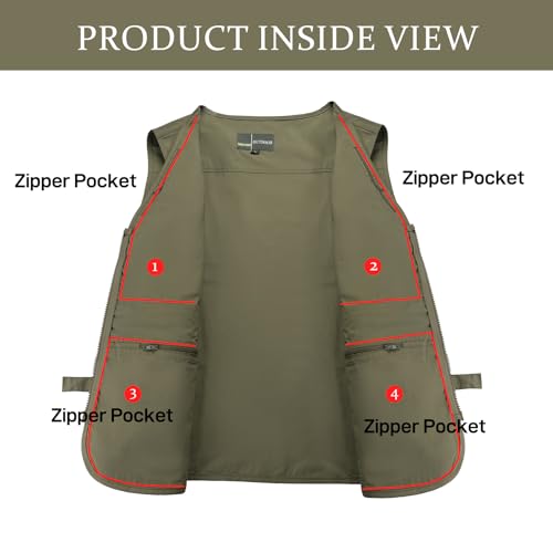 Flygo Men's Fishing Vest Utility Lightweight Outdoor Travel Safari Photo Cargo Vest with 16 Pockets Style 01 Beige XL - Image 5