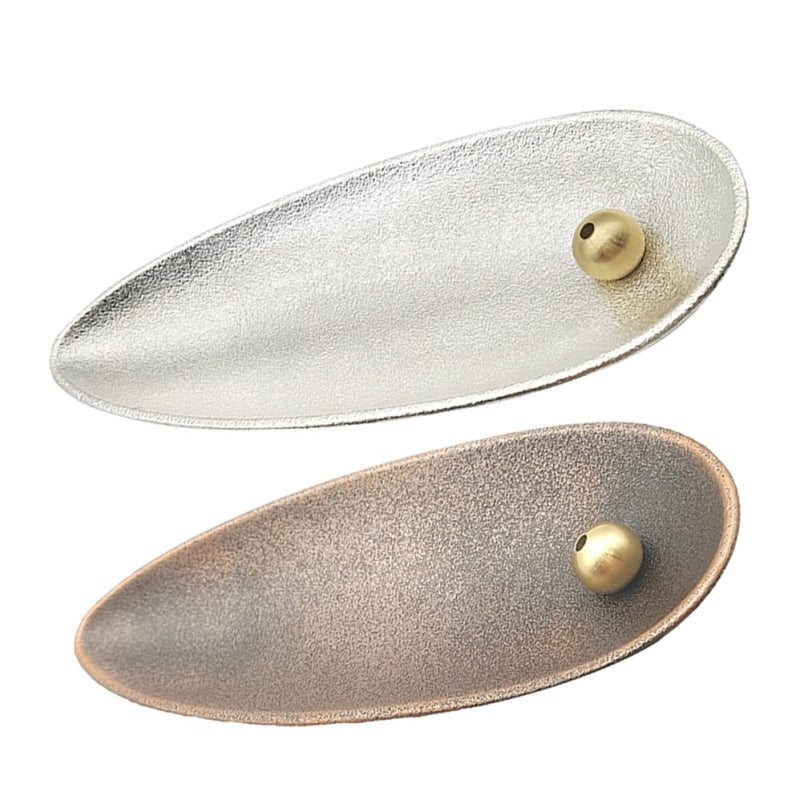 Japanese Style Bronze Silver Alloy Leaf Shaped Incense Holder Burner Set 2 Pcs for Home Fragrance Meditation - Image 2