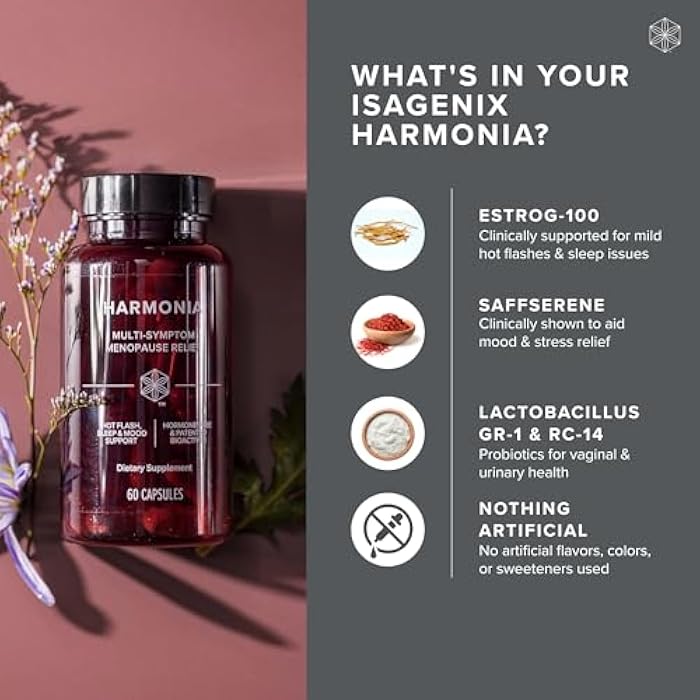 Isagenix إيزاجنيكس هارمونية - دعم انقطاع الطمث متعدد الأعراض خالي من الهرمونات - 60 كبسولة - 30 حصة - Image 3