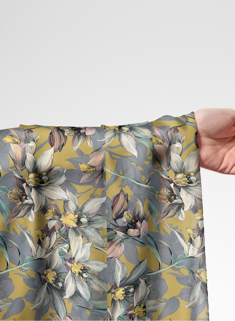 فيلاتو Ø¬Ù„Ø§Ø¨ÙŠØ© Ù…Ø®ÙˆÙŠØ± Ù…Ù† Ù‚Ù…Ø§Ø´ Ø­Ø±ÙŠØ± Ø§Ù„Ù„ÙŠÙ„ Ø¹Ø±Ø§Ù…Ù†ÙŠ Ø¨Ø§Ù„ÙŠØ§Ø±Ø¯Ø© Ø¨ØªØµÙ…ÙŠÙ… Ø²Ù‡ÙˆØ± Ø§Ù„Ø®Ø±Ø¯Ù„ØŒ Ø®ÙŠØ§Ø·Ø© 58 Ø¨ÙˆØµØ© Ø¹Ø±Ø¶ - Image 1