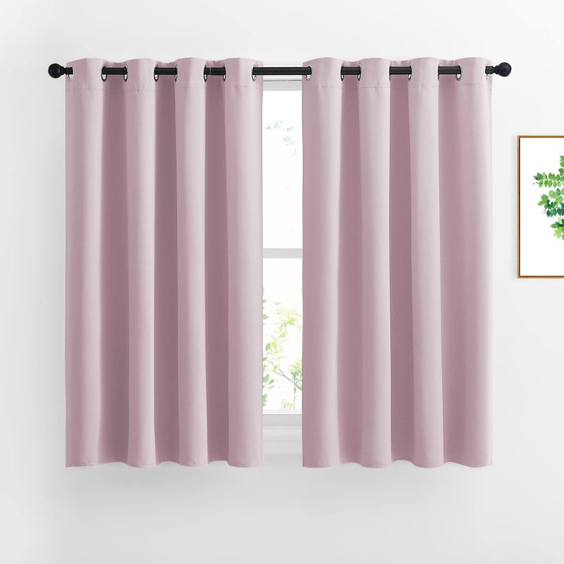 NICETOWN Bedroom Curtains Room Darkening Draperies  Room Darkening DrapesPanels for Bedroom Grommet Top 2Pack Lavender Pink 52 x 54 inches Long Thermal Insulated Privacy Assured