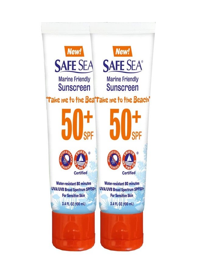 SAFE SEA Anti-Jellyfish Sting Protective Lotion - Sunscreen - Sunblock - Sea Lice - Jelly Fish - 50SPF Adults (Tube 3.4 oz 2 pack) - Image 1