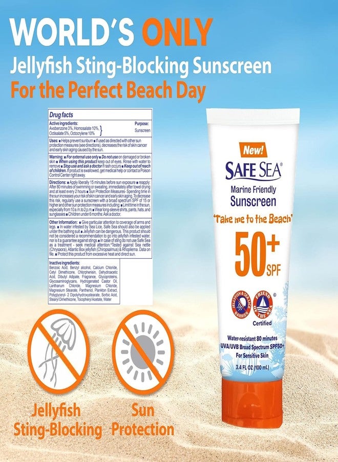 SAFE SEA Anti-Jellyfish Sting Protective Lotion - Sunscreen - Sunblock - Sea Lice - Jelly Fish - 50SPF Adults (Tube 3.4 oz 2 pack) - Image 2