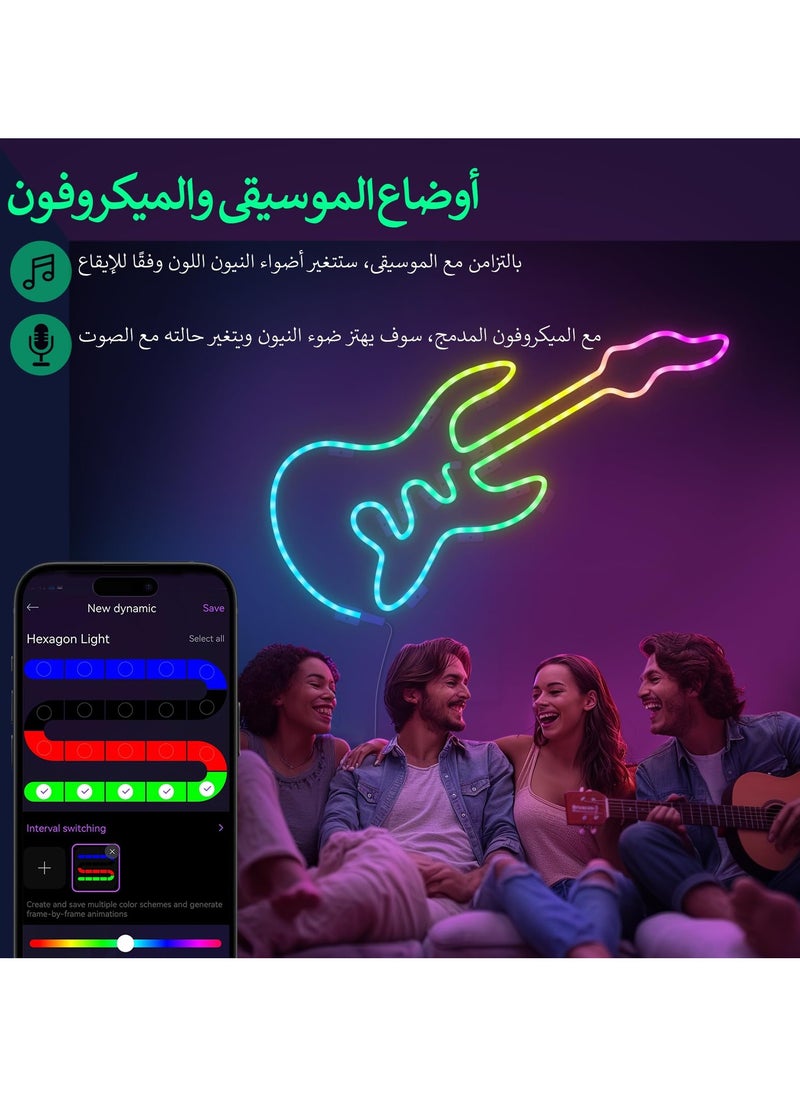 الروهيت شريط إضاءة LED RGB، شريط إضاءة مرن 3 متر RGB، إضاءة ألعاب متزامنة مع الموسيقى، شريط إضاءة نيون، أضواء نيون للتحكم بالتطبيق لغرفة الألعاب وغرفة المعيشة وغرفة النوم وديكور الحائط  - Image 2