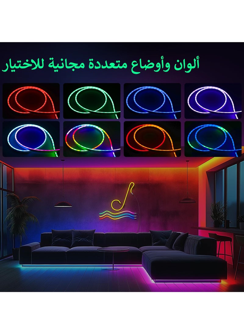 الروهيت شريط إضاءة LED RGB، شريط إضاءة مرن 3 متر RGB، إضاءة ألعاب متزامنة مع الموسيقى، شريط إضاءة نيون، أضواء نيون للتحكم بالتطبيق لغرفة الألعاب وغرفة المعيشة وغرفة النوم وديكور الحائط  - Image 5