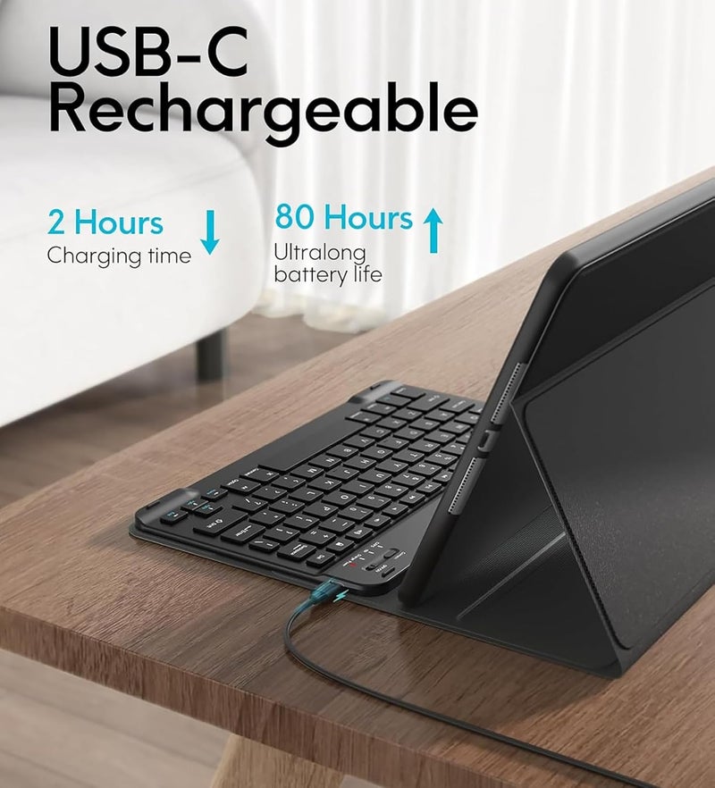 آرترابيت حافظة لوحة مفاتيح لجهاز Samsung Galaxy Tab A11+ 2025 / A9+ 2023 بحجم 11 بوصة، مع ماوس لاسلكي، غطاء لوحة مفاتيح مغناطيسي قابل للفصل لـ A11+ Plus/A9+ Plus، حامل قلم، تعديل بزاوية 3، أسود - Image 3