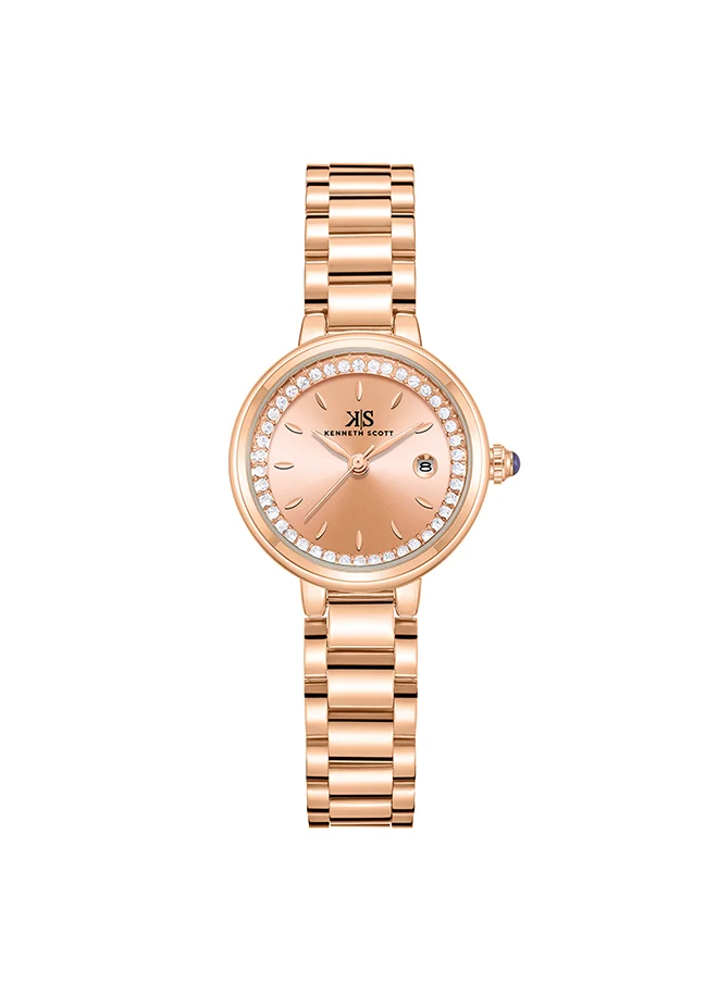 كينيث سكوت Kenneth Scott Women's Rose Gold Dial Analog Watch - K23542-RBKK