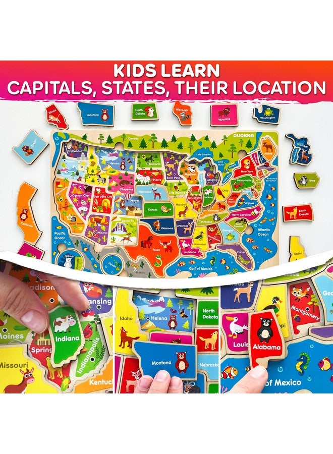 quokka Wooden Puzzles For Kids Ages 4-6 - 3 Educational Wood Toddler Puzzles Ages 3-5 - Learning United States Toddler Game Puzzles Ages 2-4 - Gift World, Space And Usa Maps For Boys And Girls - Image 2