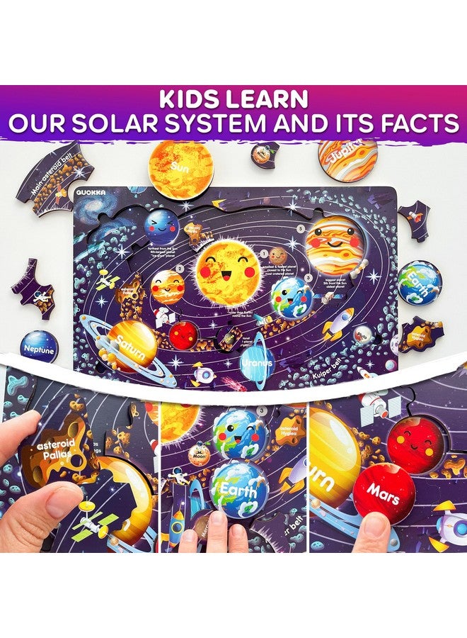 quokka Wooden Puzzles For Kids Ages 4-6 - 3 Educational Wood Toddler Puzzles Ages 3-5 - Learning United States Toddler Game Puzzles Ages 2-4 - Gift World, Space And Usa Maps For Boys And Girls - Image 4