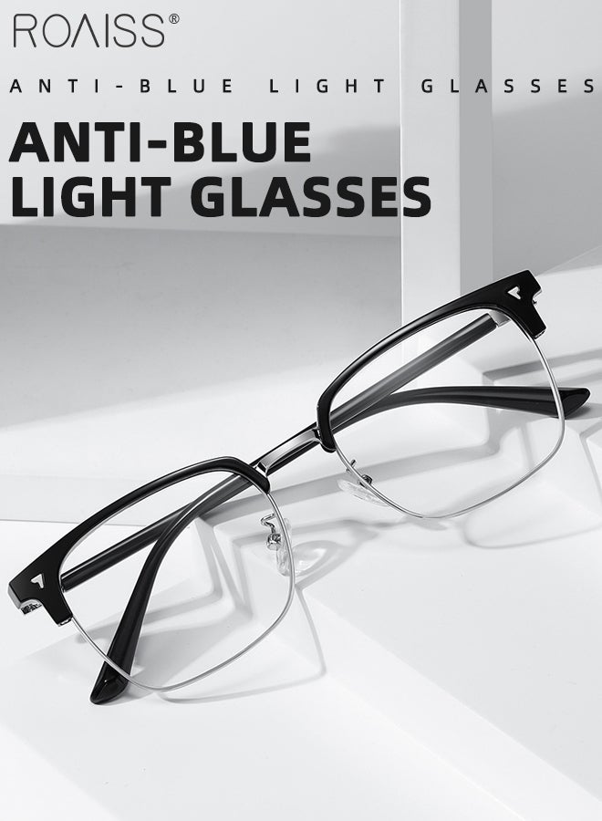 roaiss Blue Light Blocking Glasses Blue Light Filter Computer Reading Gaming TV Phones Browline Eyeglasses Fashion Anti Eyestrain Headache Eyewear for Men Women Black Silver 52mm - Image 3