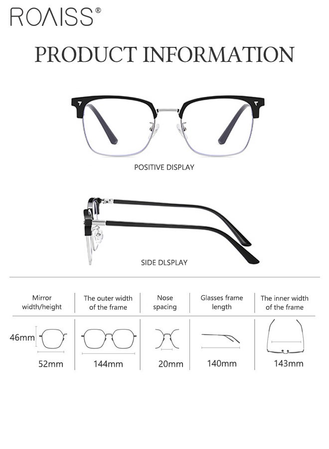 roaiss Blue Light Blocking Glasses Blue Light Filter Computer Reading Gaming TV Phones Browline Eyeglasses Fashion Anti Eyestrain Headache Eyewear for Men Women Black Silver 52mm - Image 5