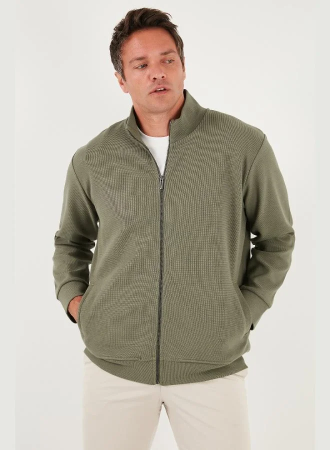 Buratti Cotton Regular Fit Stand Collar Zip-Up Cardigan Men's CARDIGAN 5901077