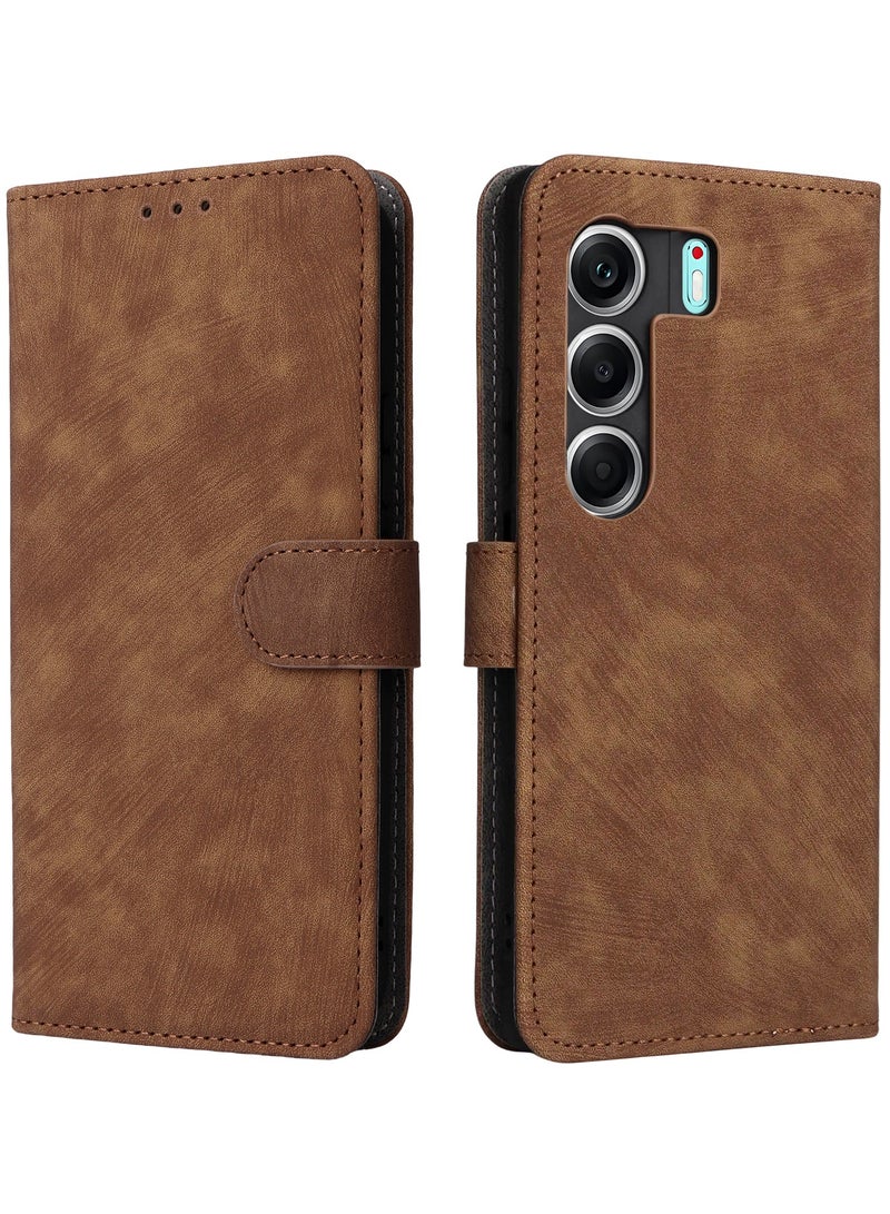 For Tecno Camon 40 Pro 5G Flip Cover with Detachable lanyard, PU Leather Full Body Protection Shockproof Flip Mobile Phone Case, RFID Anti-theft Brush Folio Wallet Case  - Image 3