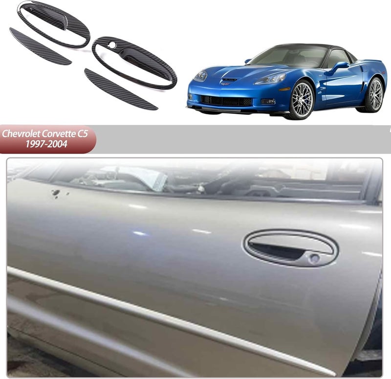 Moittellc Exterior Door Handle Cover for Chevrolet Corvette C5 1997-2004 - Carbon Fiber Pattern - Image 3
