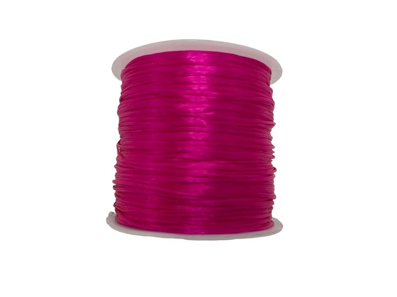 Self Lub Elastic Crystal Stretch Cord for Jewelry Making – Flat Beading Thread for Bracelets, Anklets, DIY Crafts – Durable, Clear Elastic String for Beads & Charms (Pink, 50 Meter, 0.5 mm) - Image 1