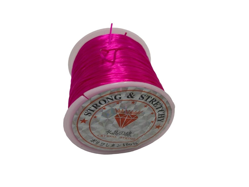Self Lub Elastic Crystal Stretch Cord for Jewelry Making – Flat Beading Thread for Bracelets, Anklets, DIY Crafts – Durable, Clear Elastic String for Beads & Charms (Pink, 50 Meter, 0.5 mm) - Image 2