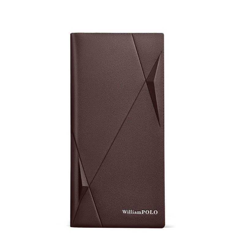 Men's Genuine Leather Clutch Wallet - Large Capacity, Zipper Pocket, 19 Card Slots