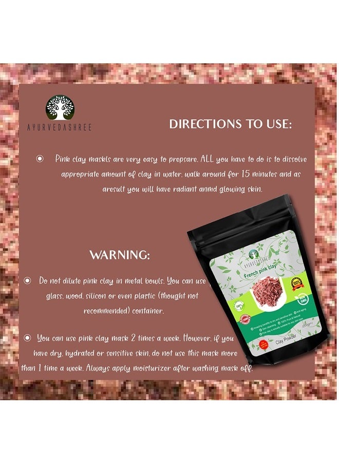 AYURVEDASHREE French Pink Clay Powder, 200 Gm, Montmorillonite Pink Clay, Mild Hydrating Clay, Suitable for Sensitive, Matured & Acne-Prone Skin, Face Mask  - Image 4
