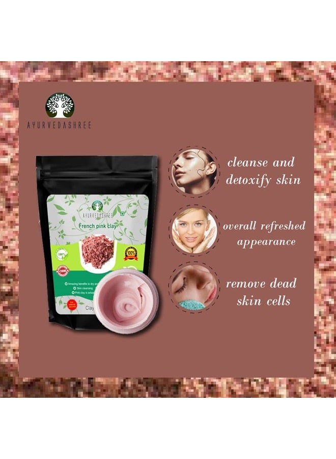 AYURVEDASHREE French Pink Clay Powder, 200 Gm, Montmorillonite Pink Clay, Mild Hydrating Clay, Suitable for Sensitive, Matured & Acne-Prone Skin, Face Mask  - Image 2
