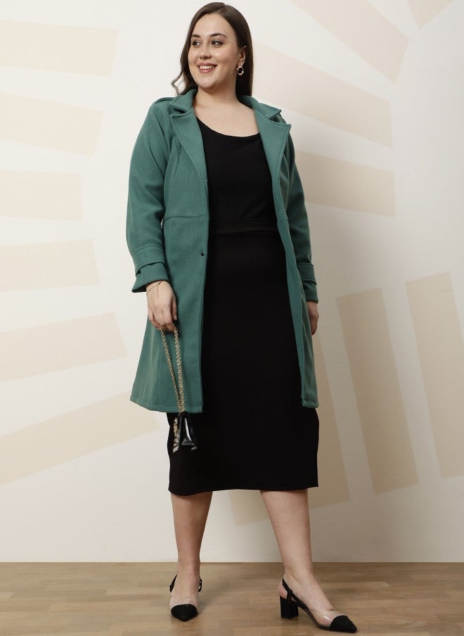 Athena معطف طويل من الصوف الأخضر للنساء - Image 3