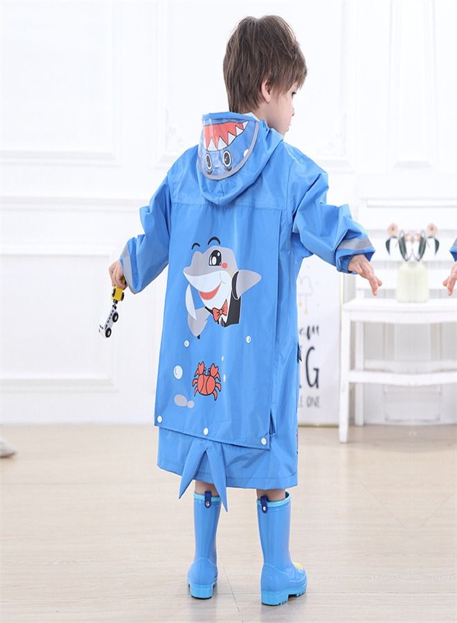 Loquat Children's Raincoat Full Picture Printed Thin Hooded Poncho Blue  - Image 2