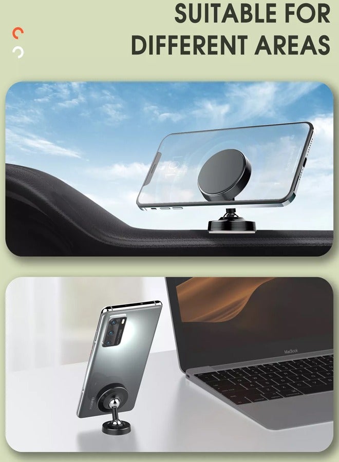LDNIO Universal Magnetic Mobile Phone Holder – Compact 360° Rotating Dashboard & Desk Mount with Strong 3M Adhesive, Mini ABS+Aluminum+Silicone Build – Stable, Anti-Fall Phone Stand for iPhone & Android - Image 2