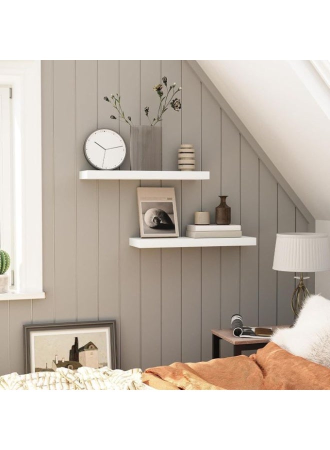 Wall Mounted Shelf for Bathroom, Bedroom, Living Room, Kitchen Small Hanging Bookshelf Storage Room Decor 10kg Capacity White -60cm*20cm Matte - Includes Its Mounting Screws - Image 2