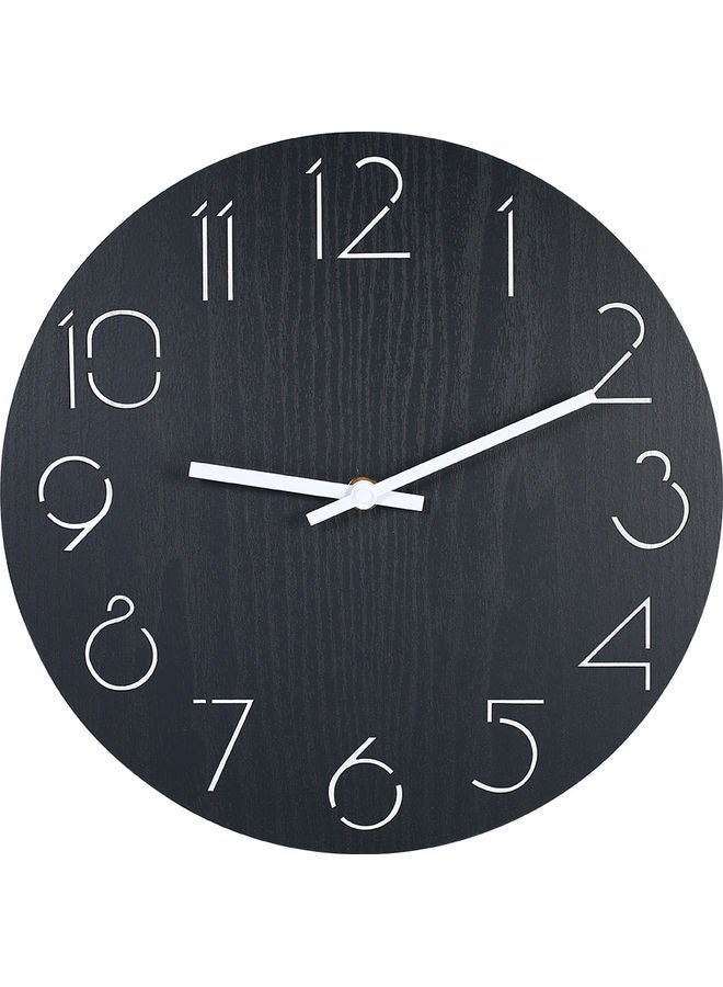 NIBEMINENT Battery Operated Decorative Round Wall Clock Black - Image 1