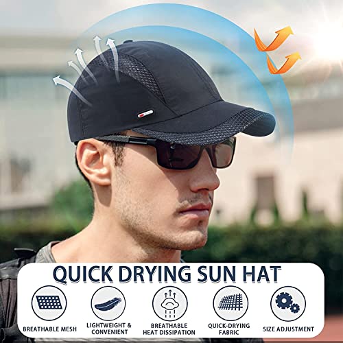 iSWEVEN Hat for Men Sports Cap Sun Hat Soft Quick Drying Breathable Mesh Baseball Cap Outdoor Cap Polyester Fiber for Unisex (Free Size, Blue) - Image 3