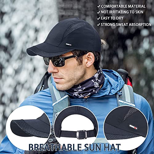 iSWEVEN Hat for Men Sports Cap Sun Hat Soft Quick Drying Breathable Mesh Baseball Cap Outdoor Cap Polyester Fiber for Unisex (Free Size, Blue) - Image 5
