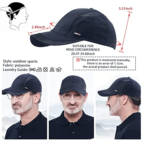 iSWEVEN Hat for Men Sports Cap Sun Hat Soft Quick Drying Breathable Mesh Baseball Cap Outdoor Cap Polyester Fiber for Unisex (Free Size, Blue) - Image 2