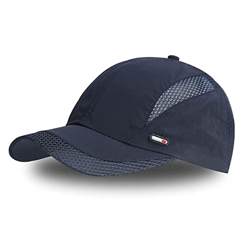 iSWEVEN Hat for Men Sports Cap Sun Hat Soft Quick Drying Breathable Mesh Baseball Cap Outdoor Cap Polyester Fiber for Unisex (Free Size, Blue) - Image 1