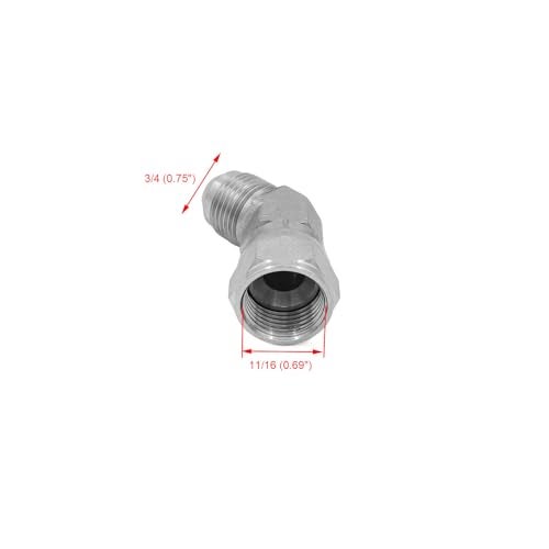 BEITERSTOE 4PACK 65020808 Hydraulic Hose Adapter Fitting 12 Male JIC 37Flare3416UNF 12 Female JIC 37Swivel3416UNF 45Elbow Pipe Joints Carbon Steel - Image 3