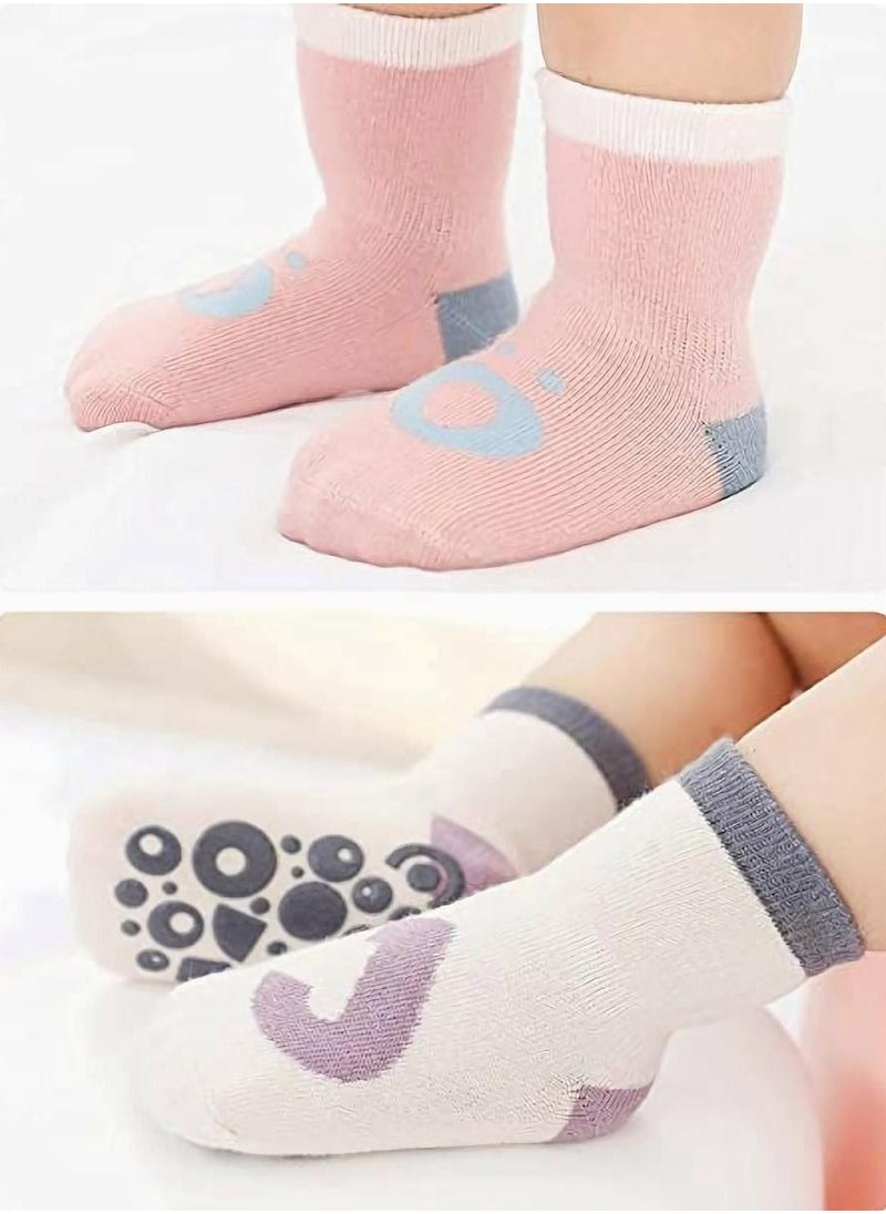 Captaintech Baby Anti-Slip Socks,Ankle Cotton Socks Pack of 6, Spring and Autumn Cartoon Fruit Dispensing Non-slip Floor Socks for Babies, Children's Toddler Girls Socks  - Image 2