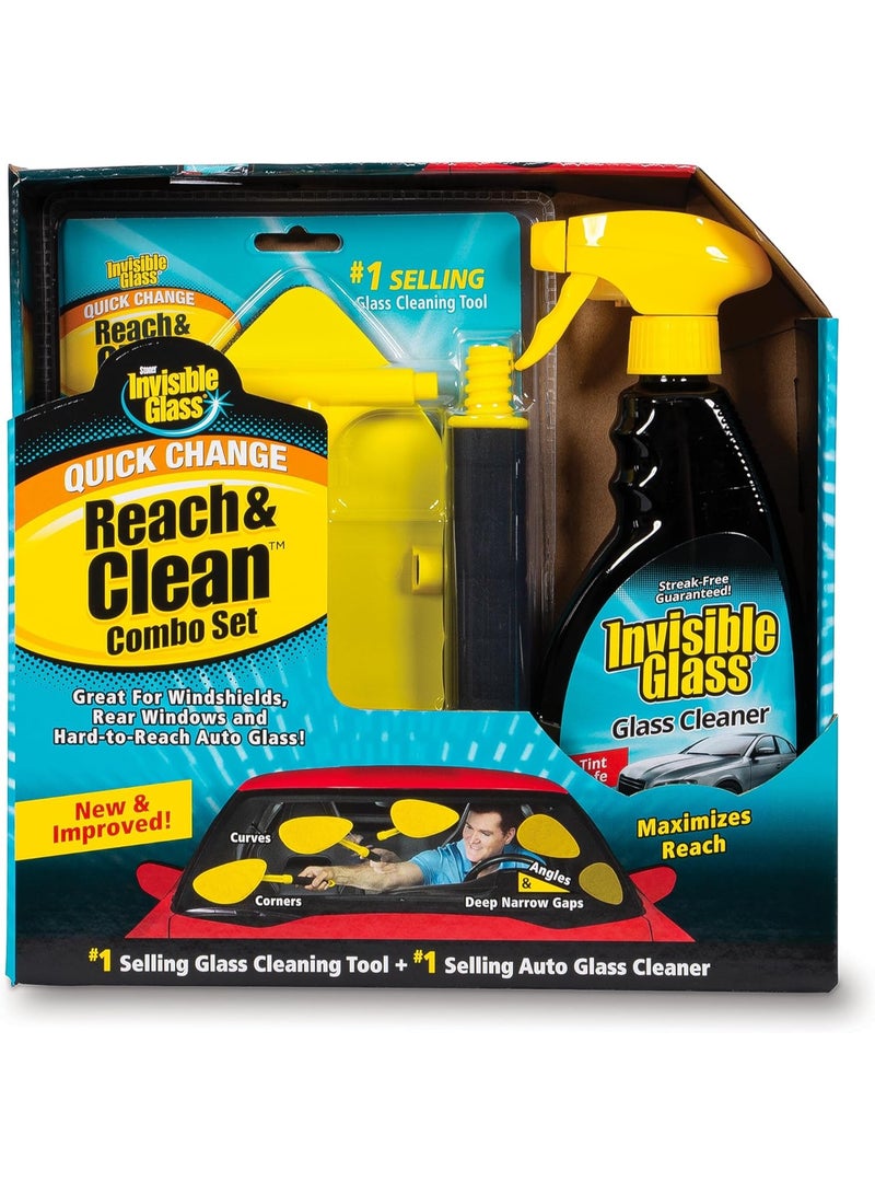 Invisible Glass Invisible Glass 99050 Reach & Clean Glass Windshield Cleaner Tool Combo Kit with Premium Spray Glass Cleaner, Extendable Handle, (2) Reusable Quick Change Microfibers, and Storage Bag - Image 3