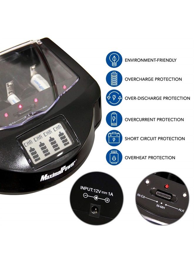 MaximalPower FC999 Universal Rapid Charger for Alkaline, RAM, Ni-MH, Ni-CD, AA, AAA, C, D, 9V Batteries,Black  - Image 4