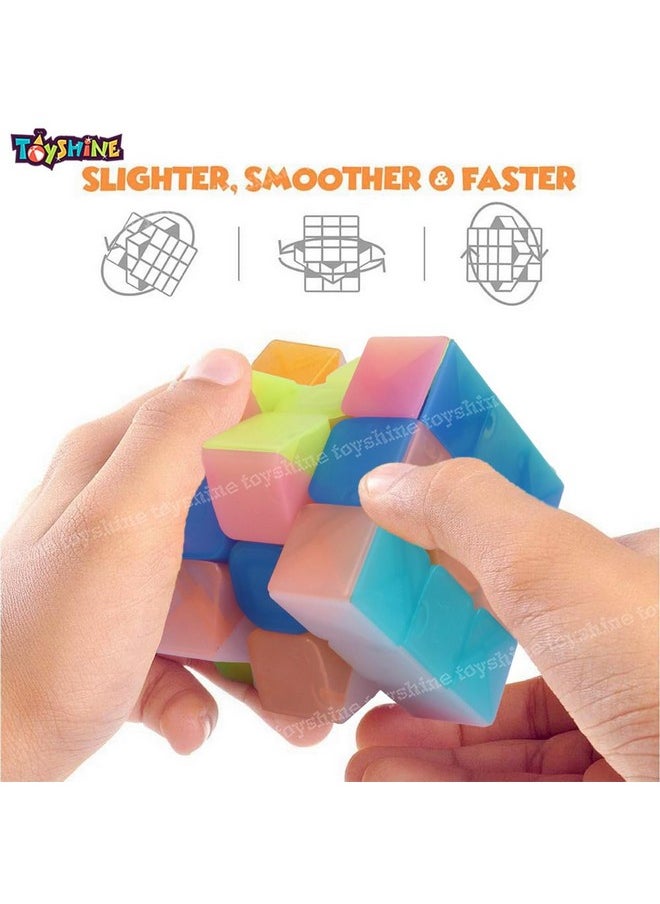 Toyshine Toyshine Qiyi 3x3 Jelly Speed Cube Stickerless 3x3x3 Magic Cube Puzzle Brain Teaser Toys Gifts for Kids Adults Challenge Magic Cube Puzzles Toys  - Image 3